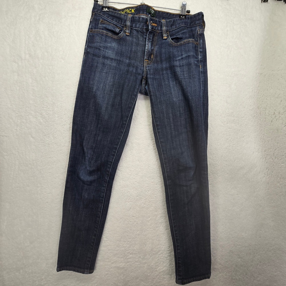 J Crew Jeans Womens sz 26 Toothpick Stretch Dark‎ Denim Skinny 30x28 Distressed